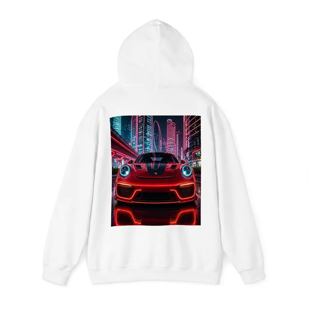 Porsche 911 Red Neon Futuristic City Night – Hoodies