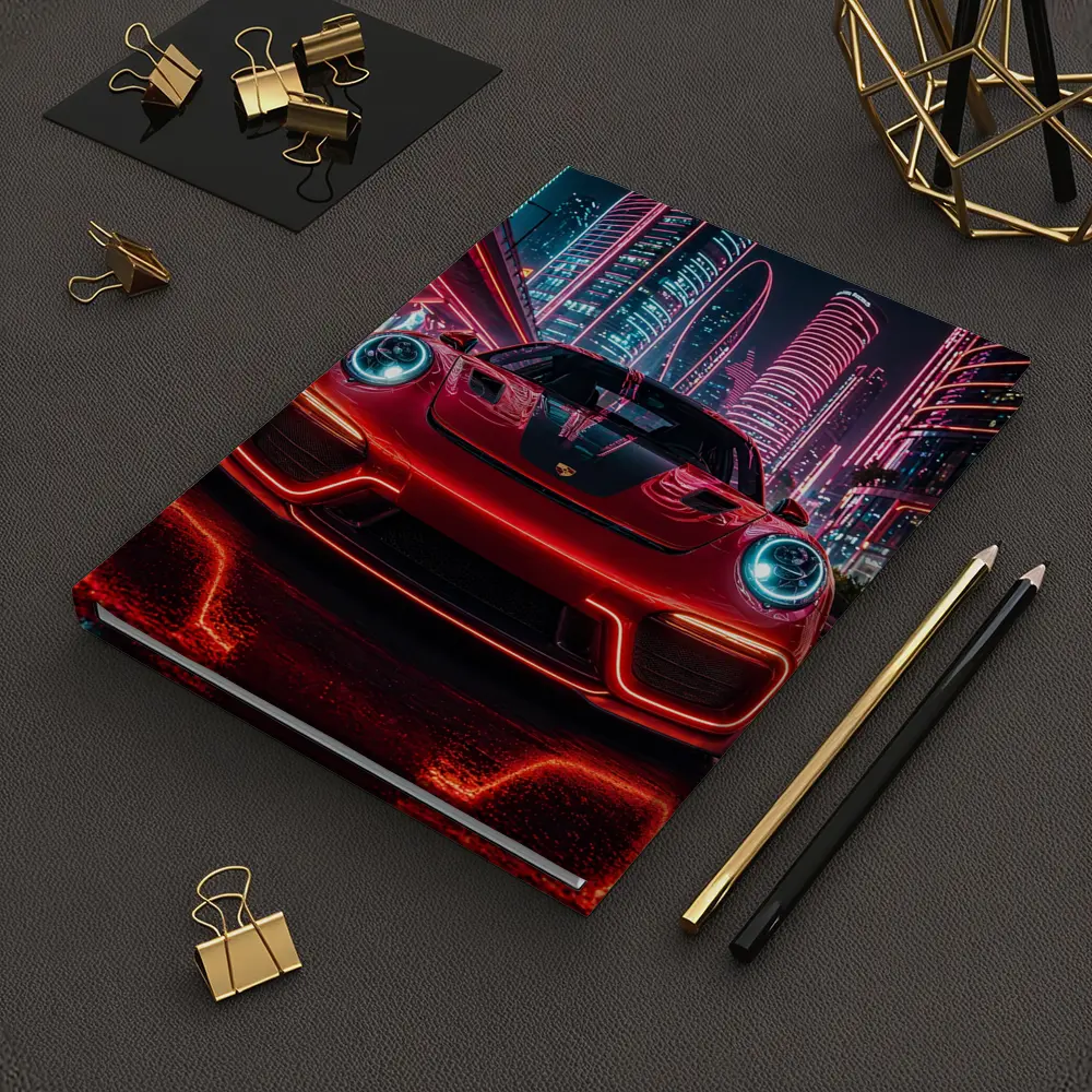 Porsche 911 Red Neon Futuristic City Night – Notebooks