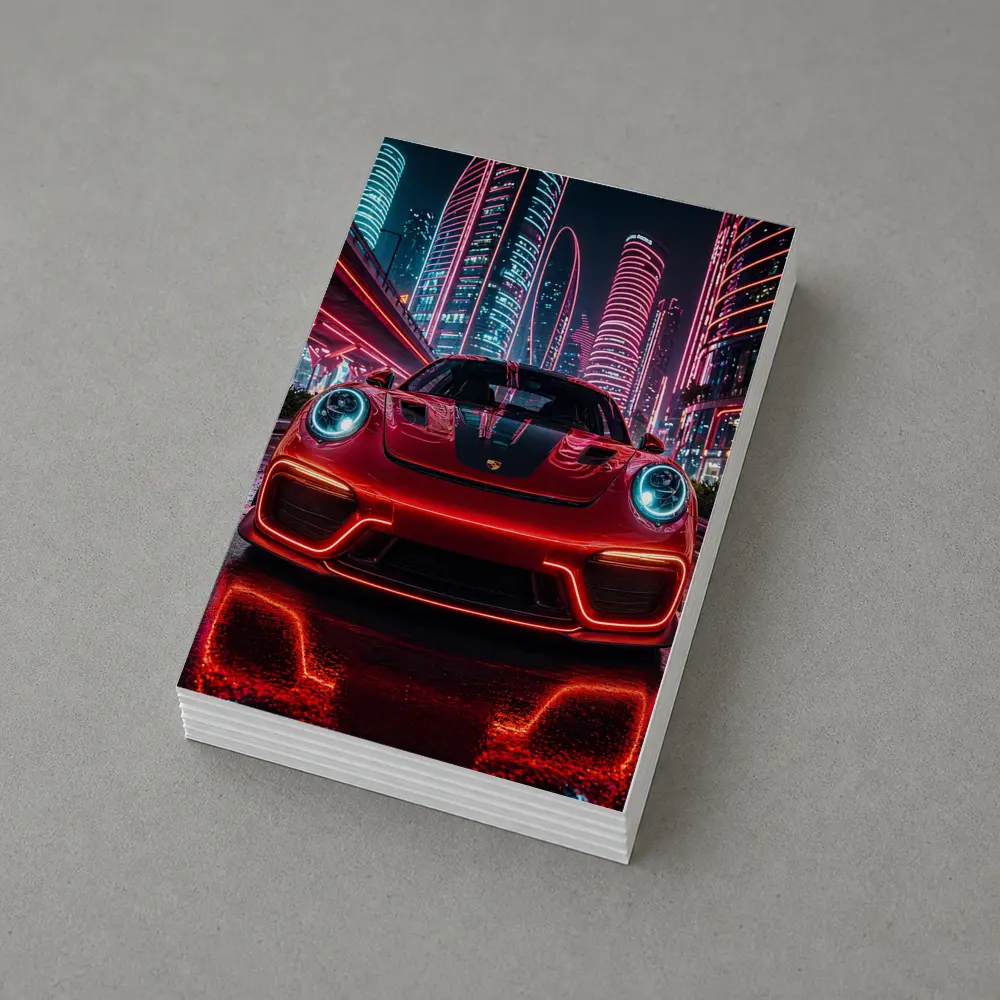 Porsche 911 Red Neon Futuristic City Night – Postcards