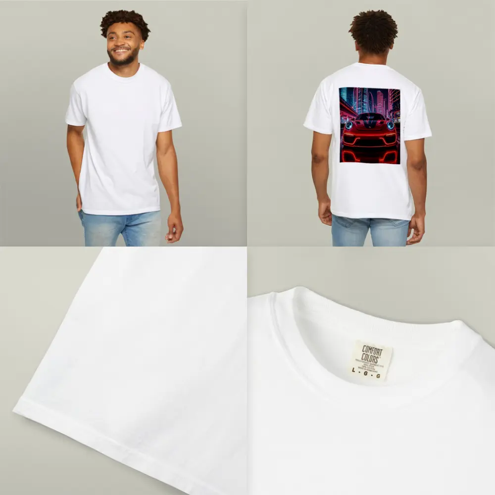 Porsche 911 Red Neon Futuristic City Night – T-Shirts