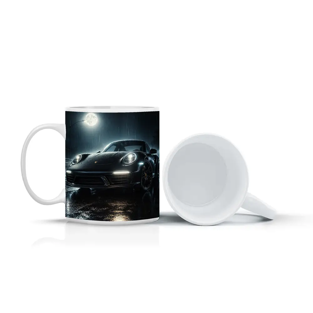 Porsche 911 Black Rain Moonlit Night – Mugs