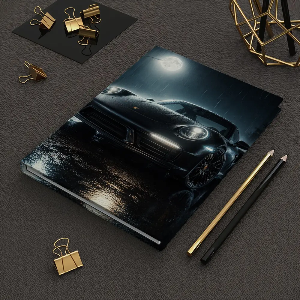 Porsche 911 Black Rain Moonlit Night – Notebooks