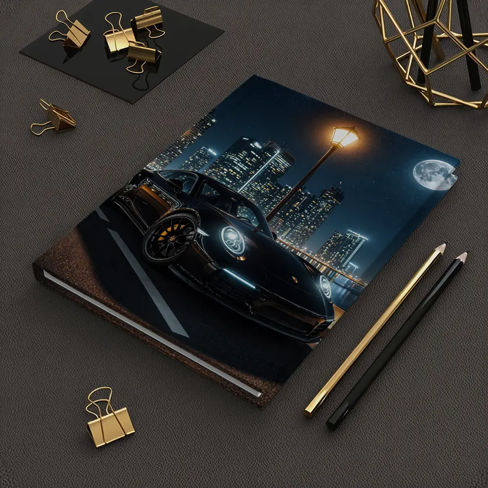 Porsche 911 Black Night City Skyline – Notebooks