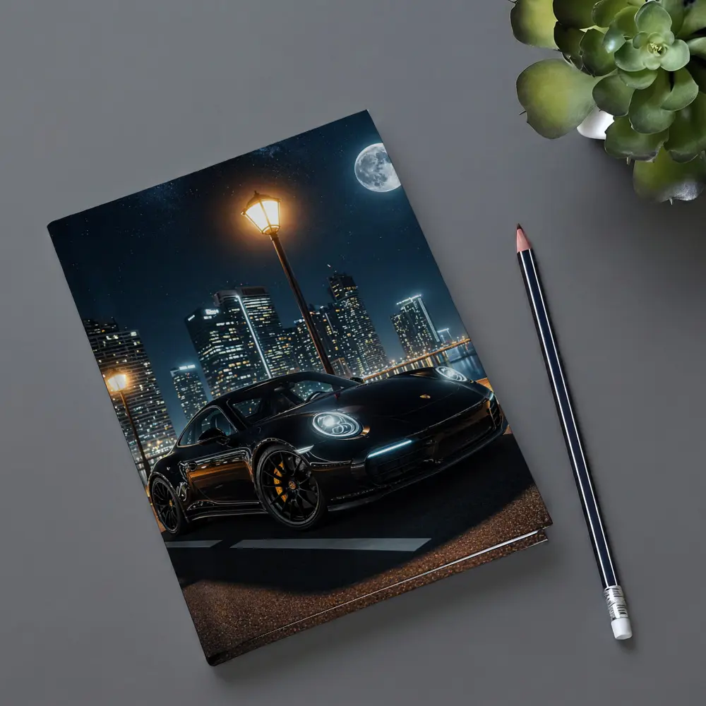 Porsche 911 Black Night City Skyline – Notebooks