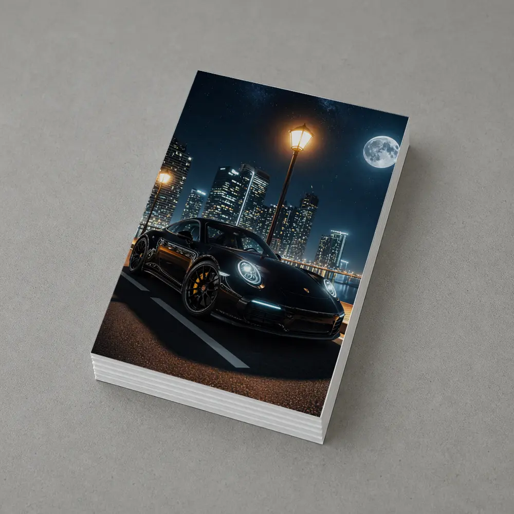 Porsche 911 Black Night City Skyline – Postcards