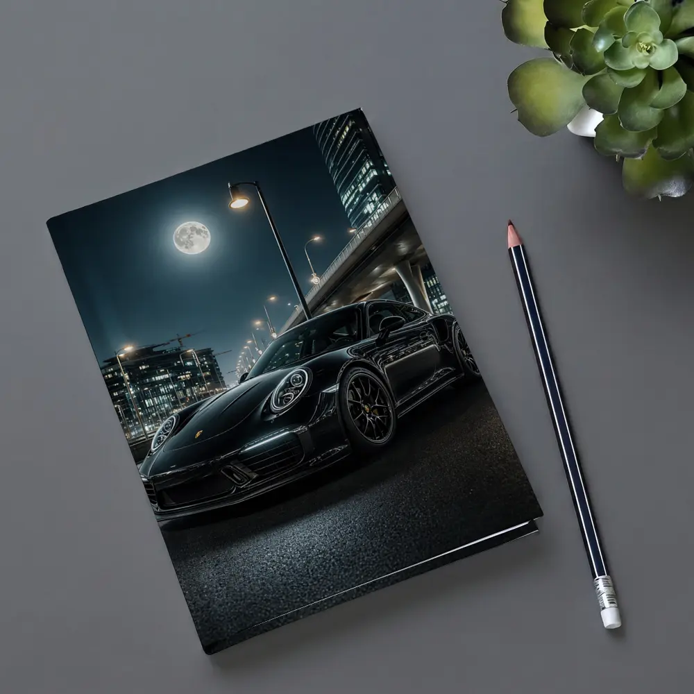 Porsche 911 Black Night City Streets – Notebooks