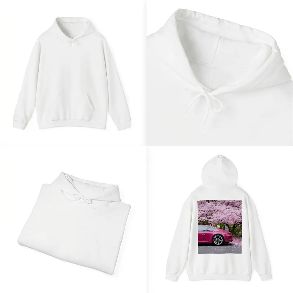 Pink Porsche 911 Under Cherry Blossom Trees – Hoodies