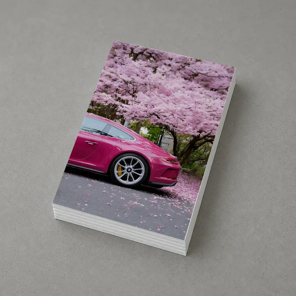 Pink Porsche 911 Under Cherry Blossom Trees – Postcards