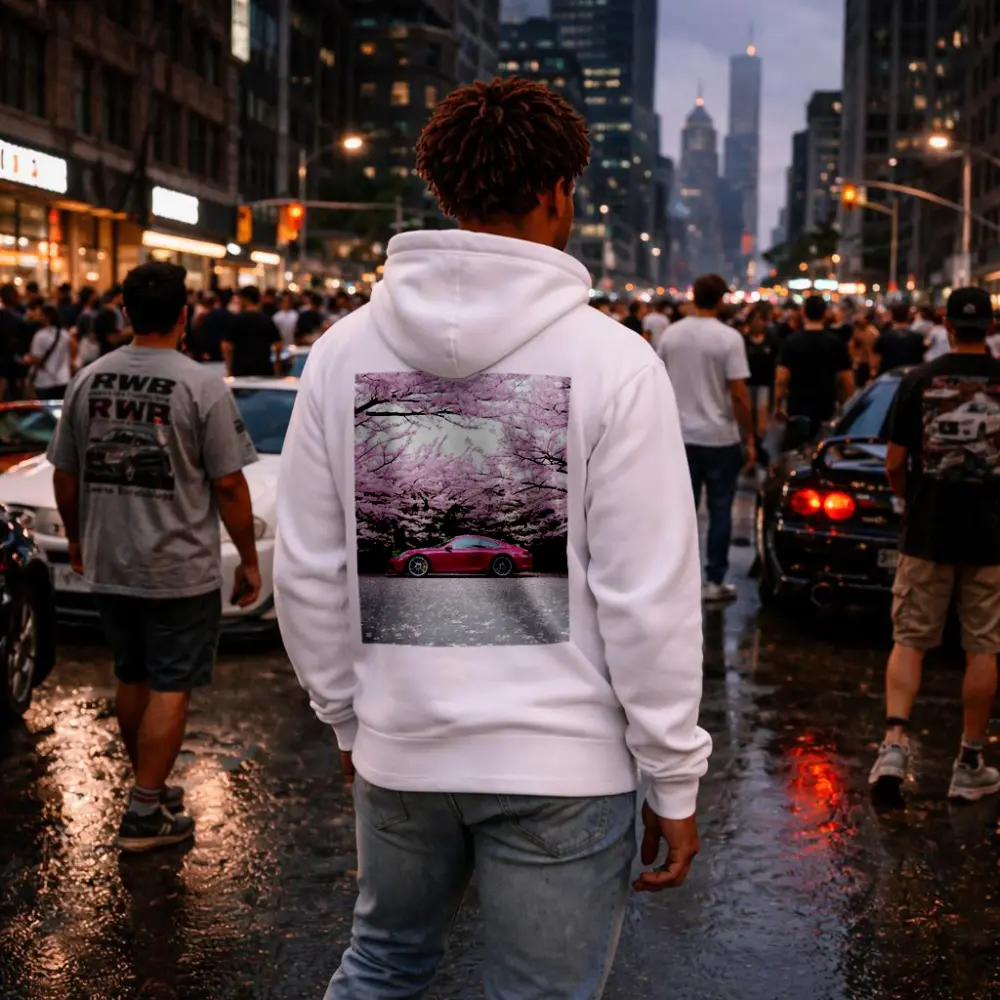Porsche 911 Pink Under Cherry Blossom Trees – Hoodies