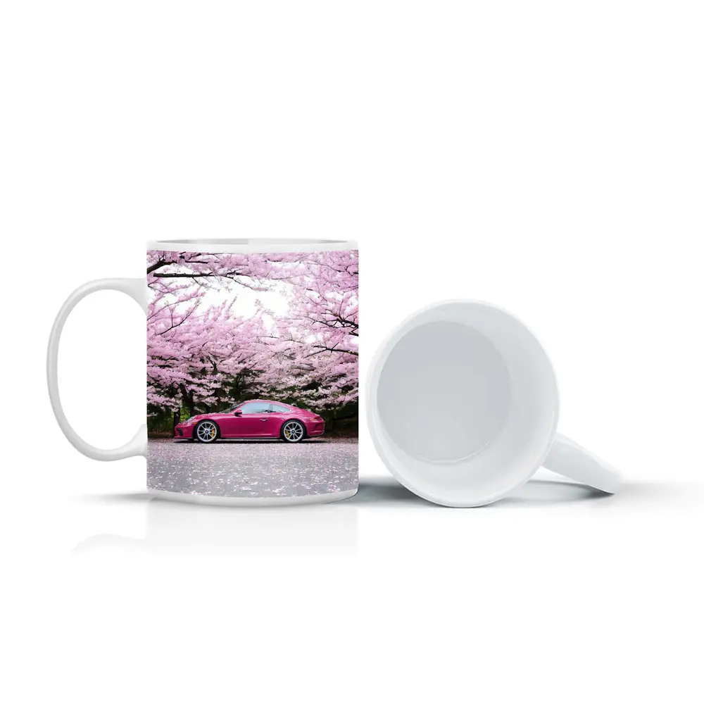 Porsche 911 Pink Under Cherry Blossom Trees – Mugs