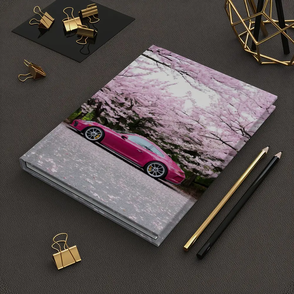 Porsche 911 Pink Under Cherry Blossom Trees – Notebooks