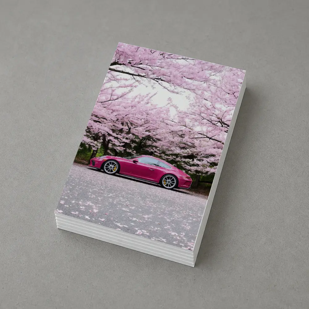 Porsche 911 Pink Under Cherry Blossom Trees – Postcards