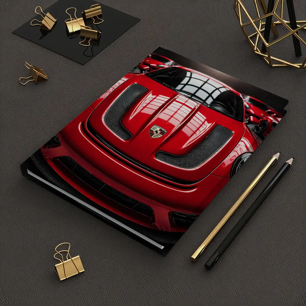 Red Porsche 911 Turbo Hood Dark Garage – Notebooks