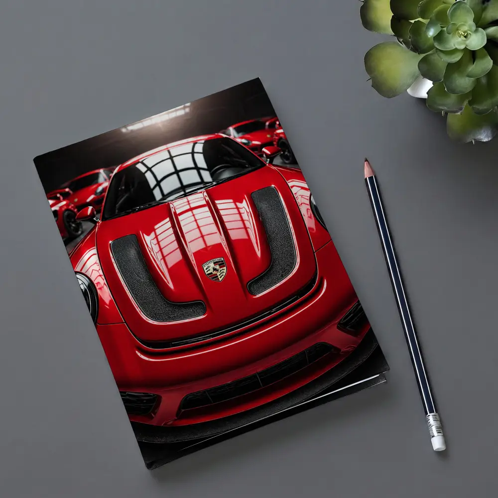 Red Porsche 911 Turbo Hood Dark Garage – Notebooks