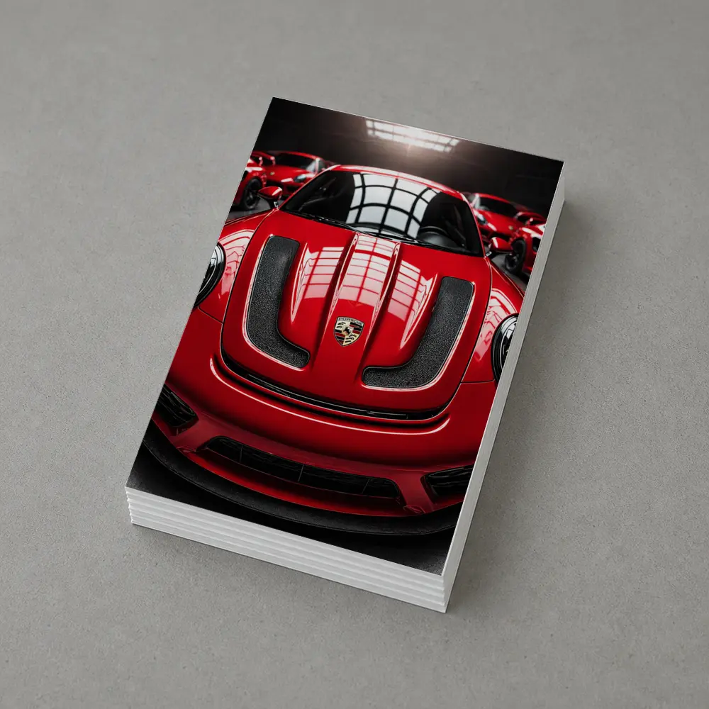 Red Porsche 911 Turbo Hood Dark Garage – Postcards
