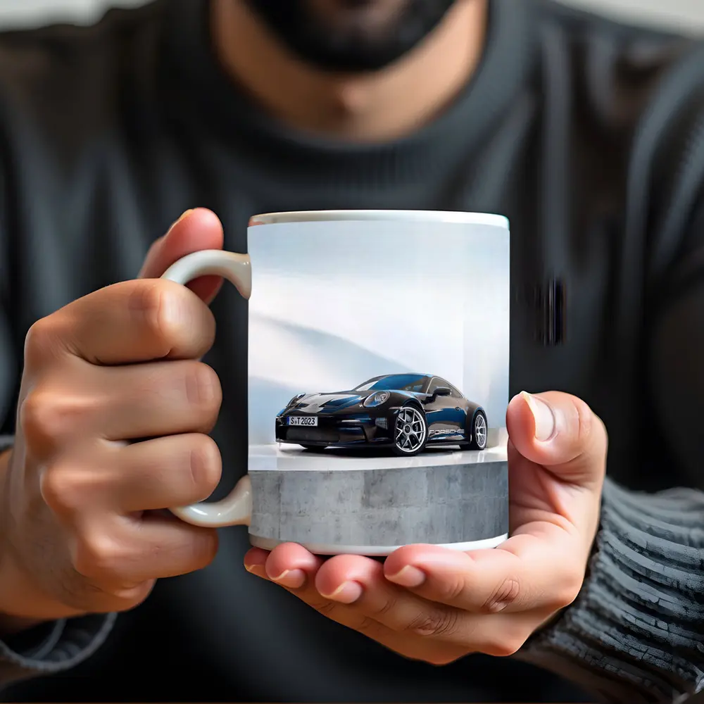 Porsche 911 ST Black Studio Minimal Background – Mugs