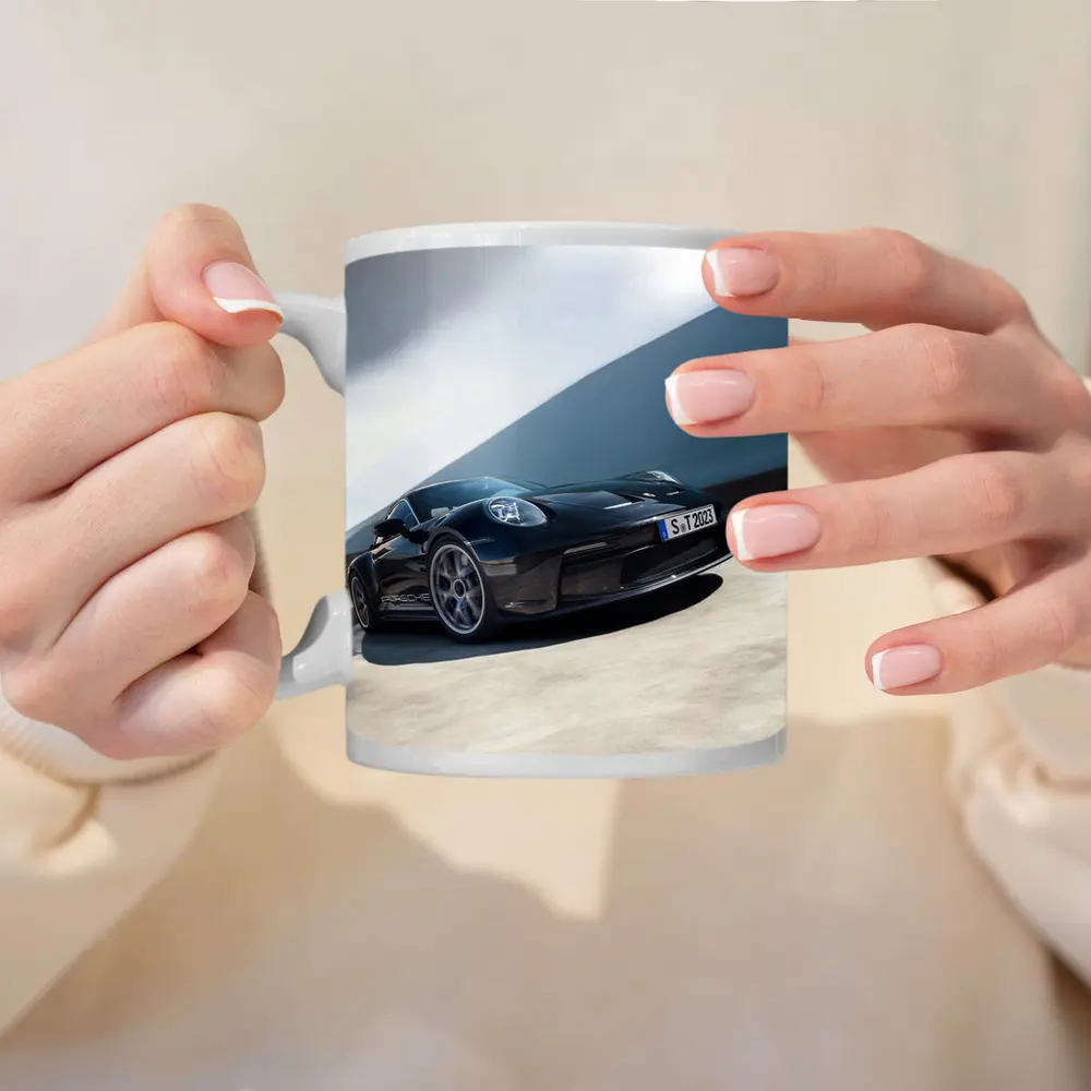 Porsche 911 ST Black on Open Road – Mugs