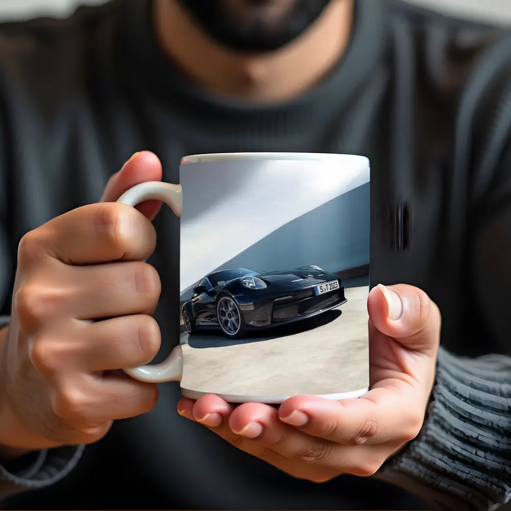 Porsche 911 ST Black on Open Road – Mugs