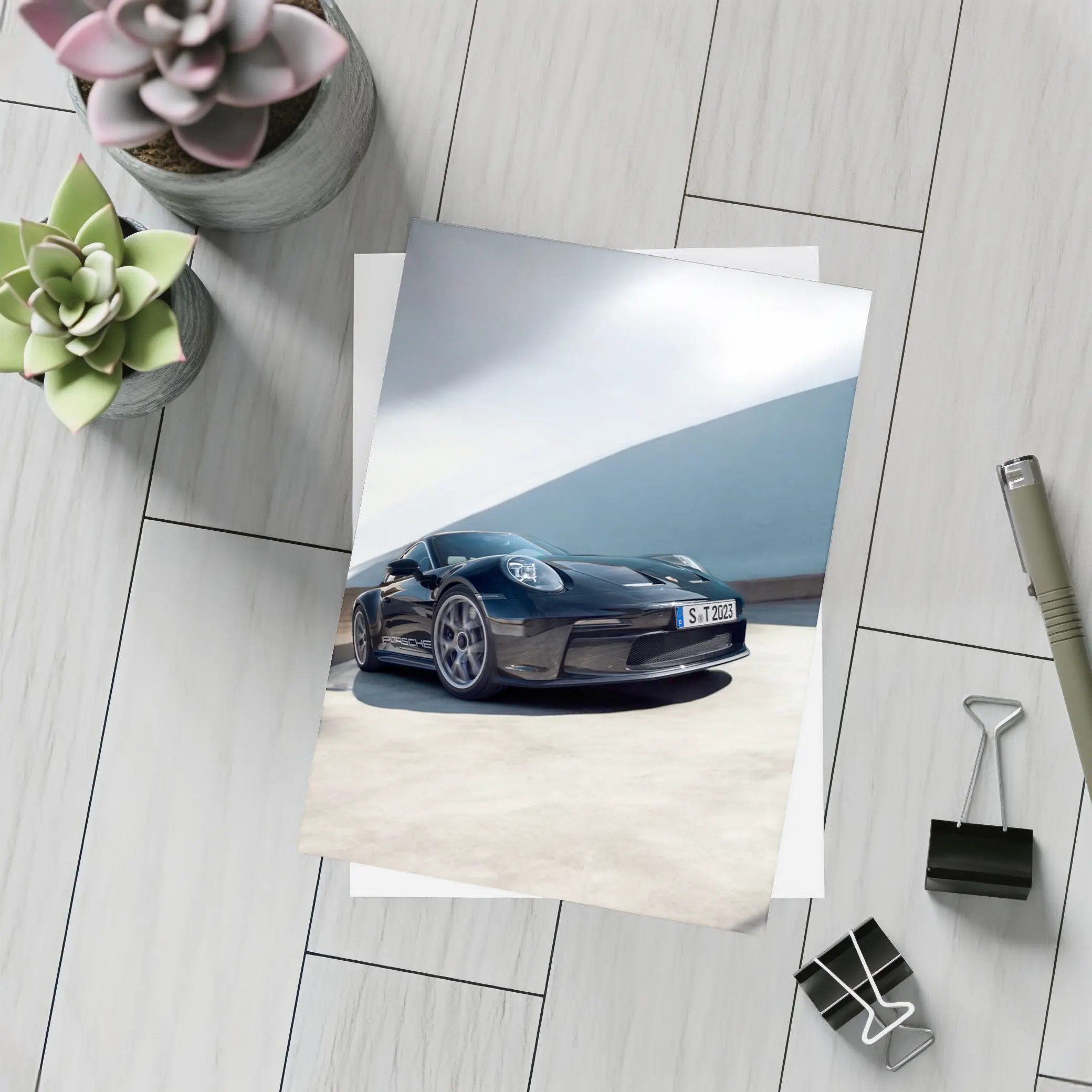 Porsche 911 ST Black on Open Road – Postcards