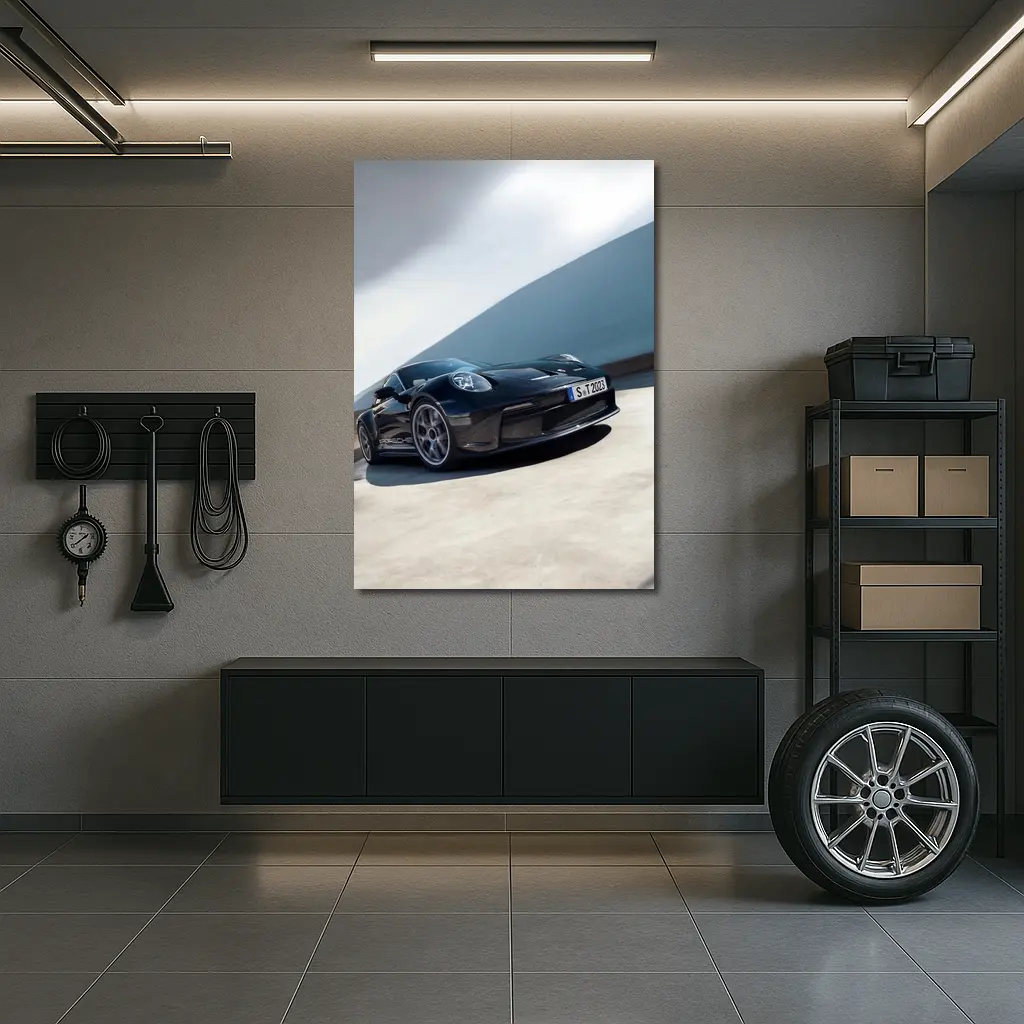 Porsche 911 ST Black on Open Road – Wall Art