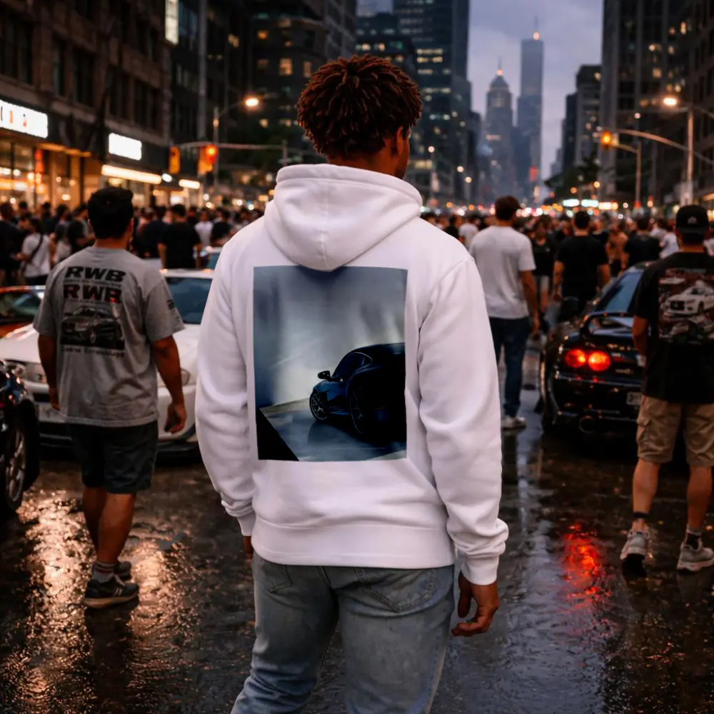 Porsche 911 Dark Blue Parking Lot Rear – Hoodies