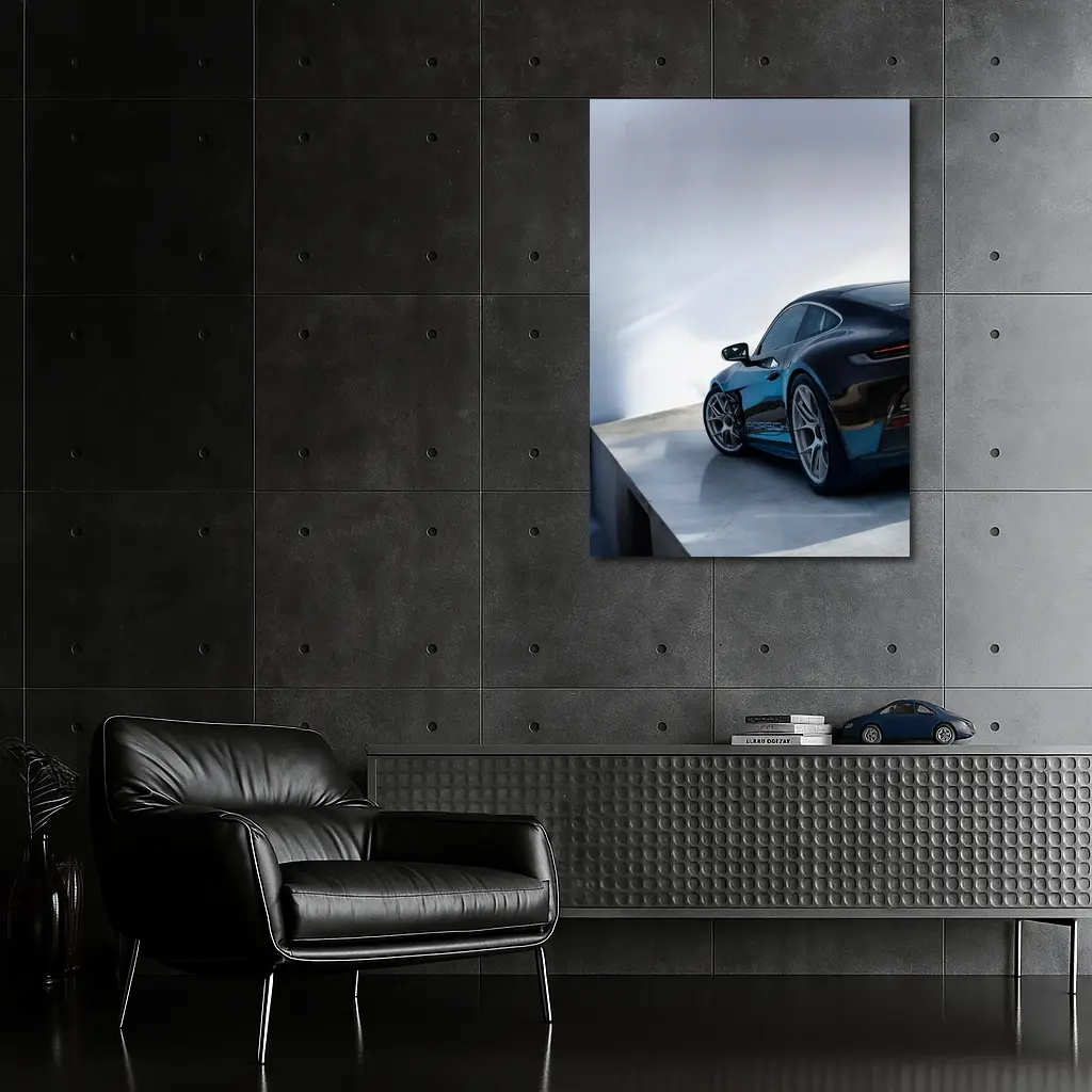 Porsche 911 Dark Blue Parking Lot Rear – Wall Art
