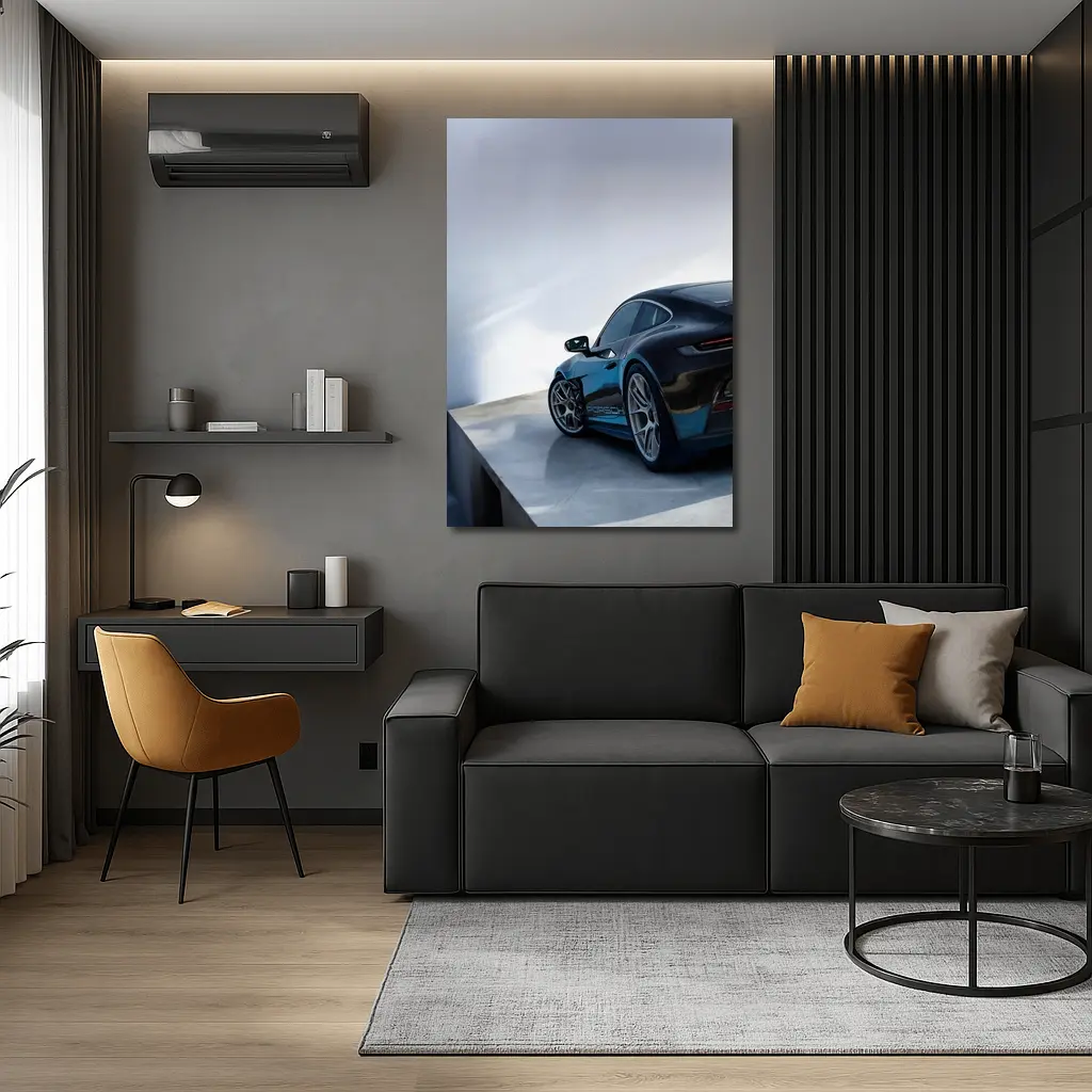 Porsche 911 Dark Blue Parking Lot Rear – Wall Art