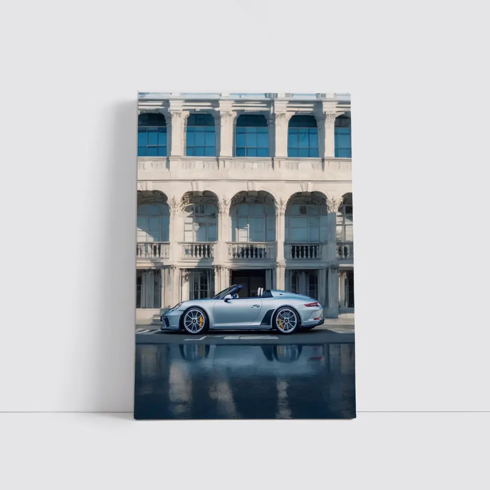Porsche 911 Speedster Silver Classic Architecture Background – Wall Art