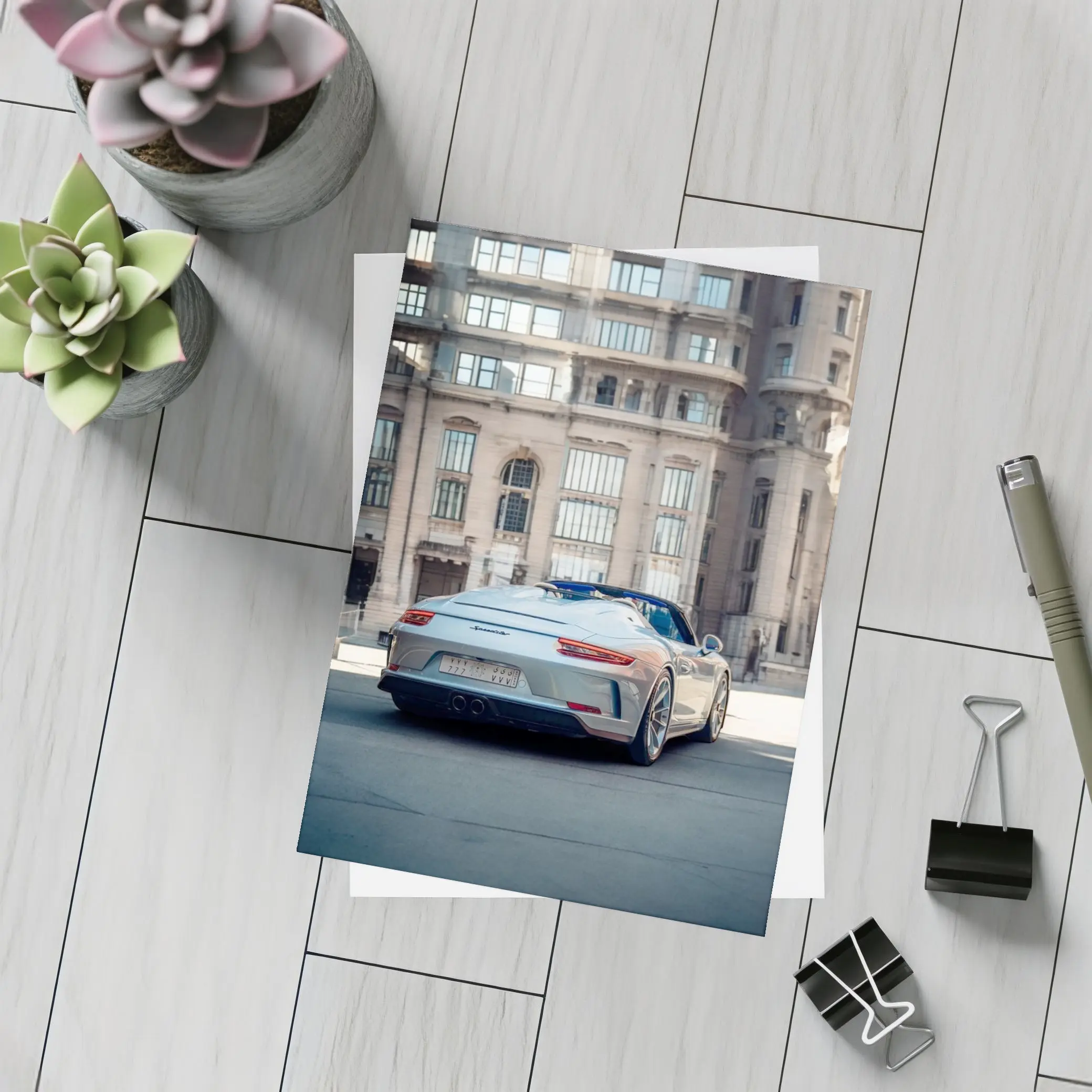Porsche 911 Speedster Urban Architectural City Backdrop – Postcards