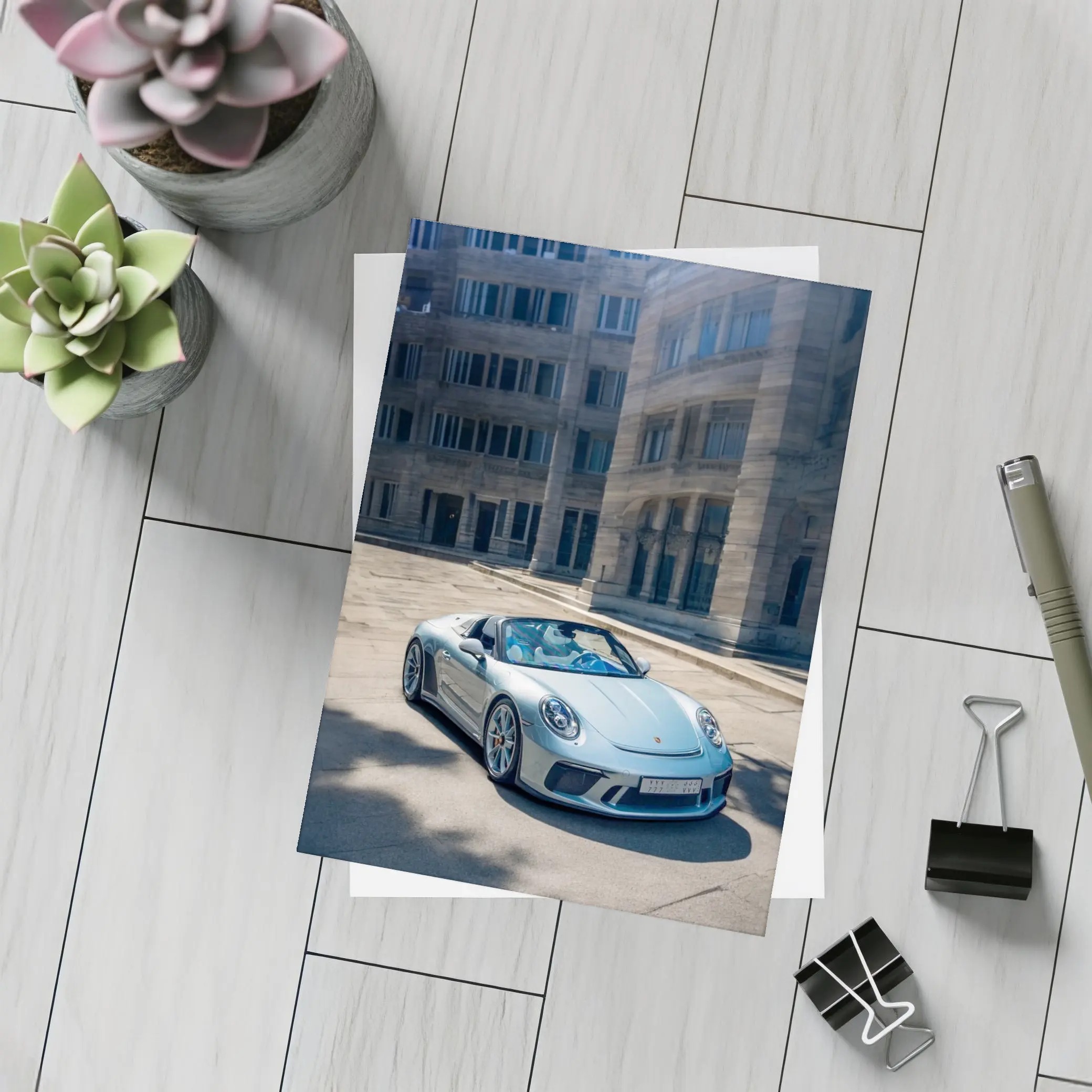 Porsche 911 Speedster Silver Urban Architecture – Postcards
