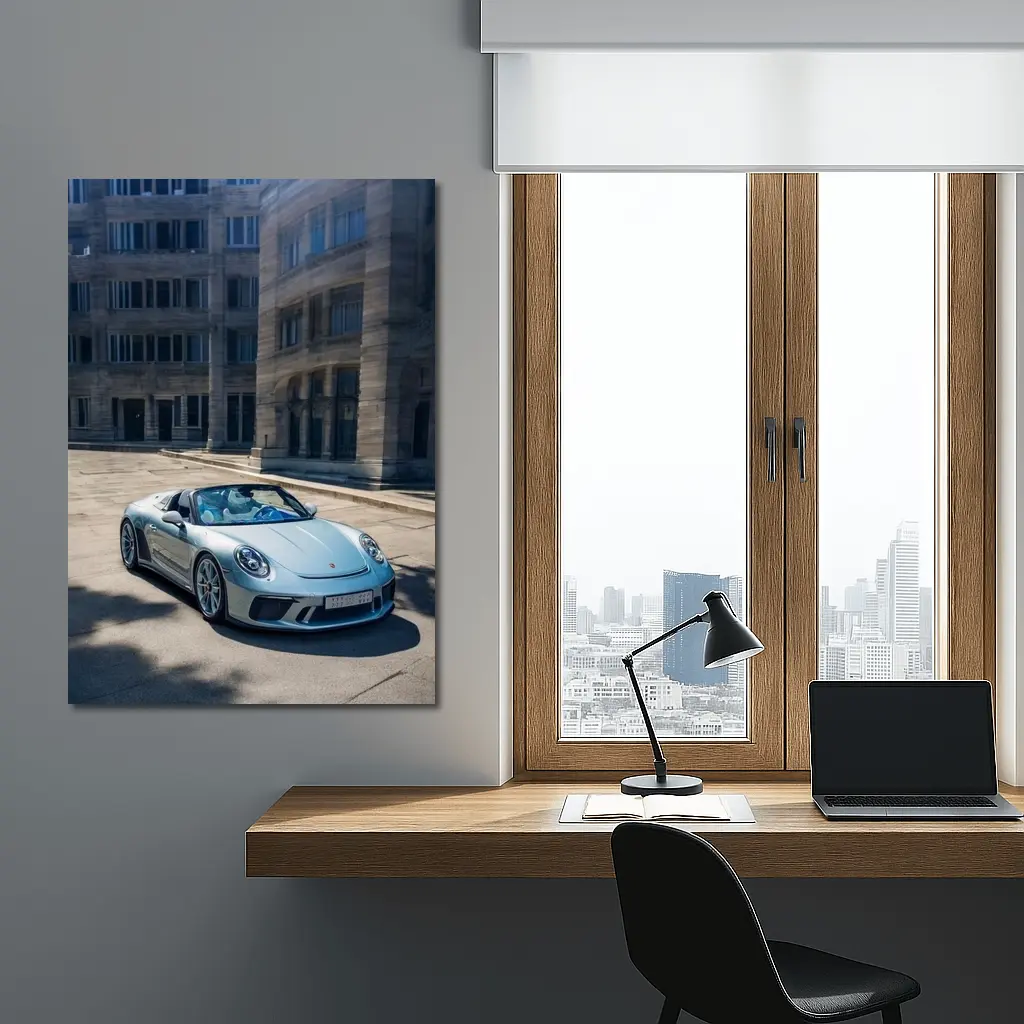 Porsche 911 Speedster Silver Urban Architecture – Wall Art