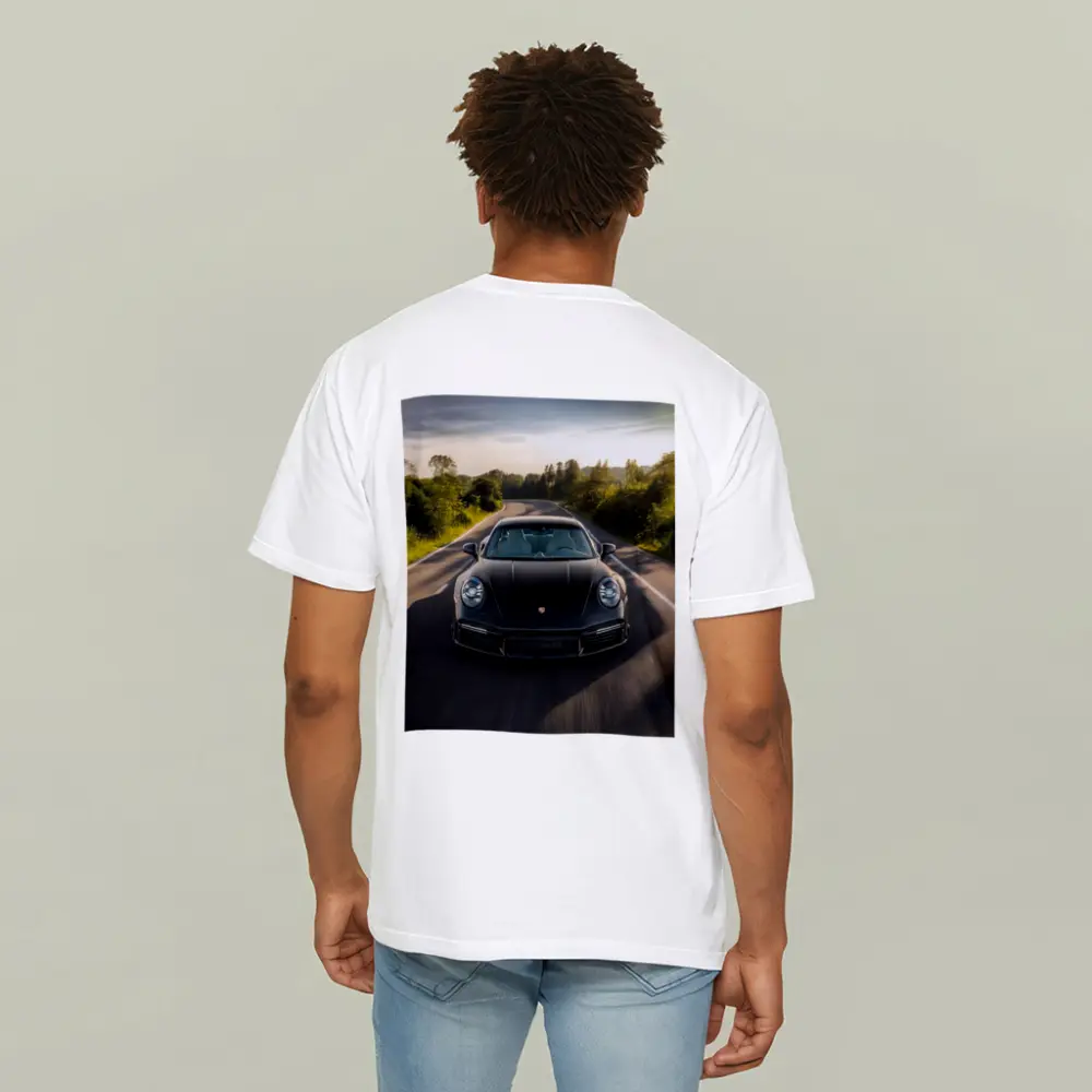 Black Porsche 911 Driving Open Road – T-Shirts