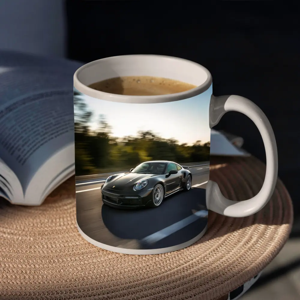 Porsche 911 Turbo Black Speed Highway Drive – Mugs