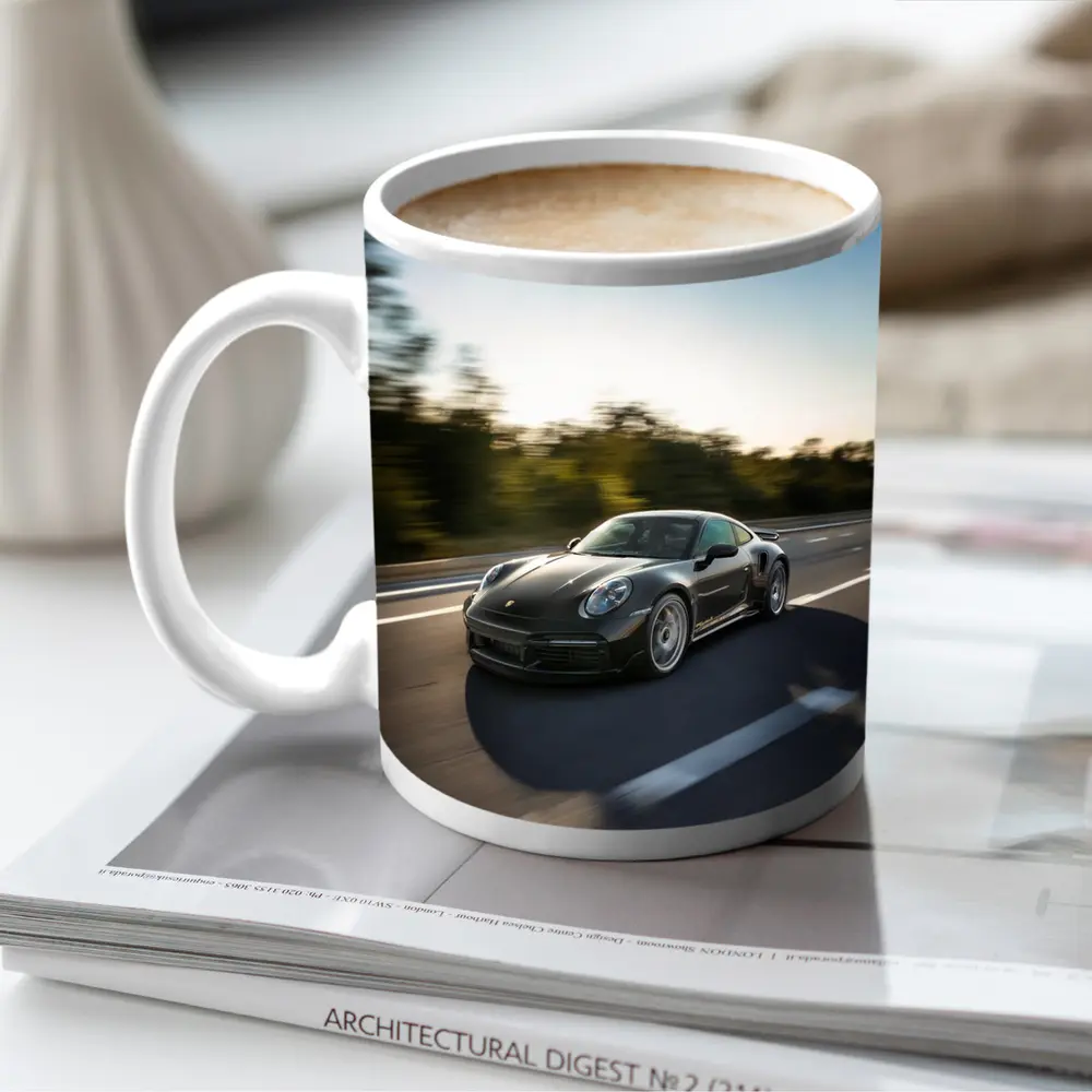 Porsche 911 Turbo Black Speed Highway Drive – Mugs