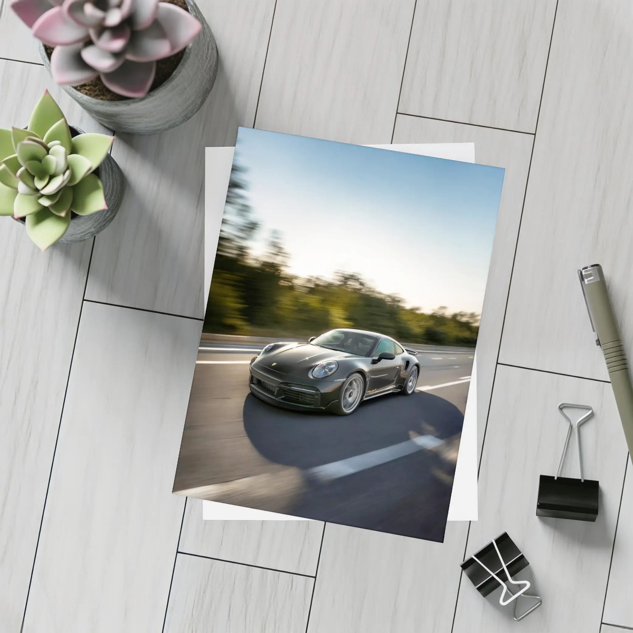 Porsche 911 Turbo Black Speed Highway Drive – Postcards