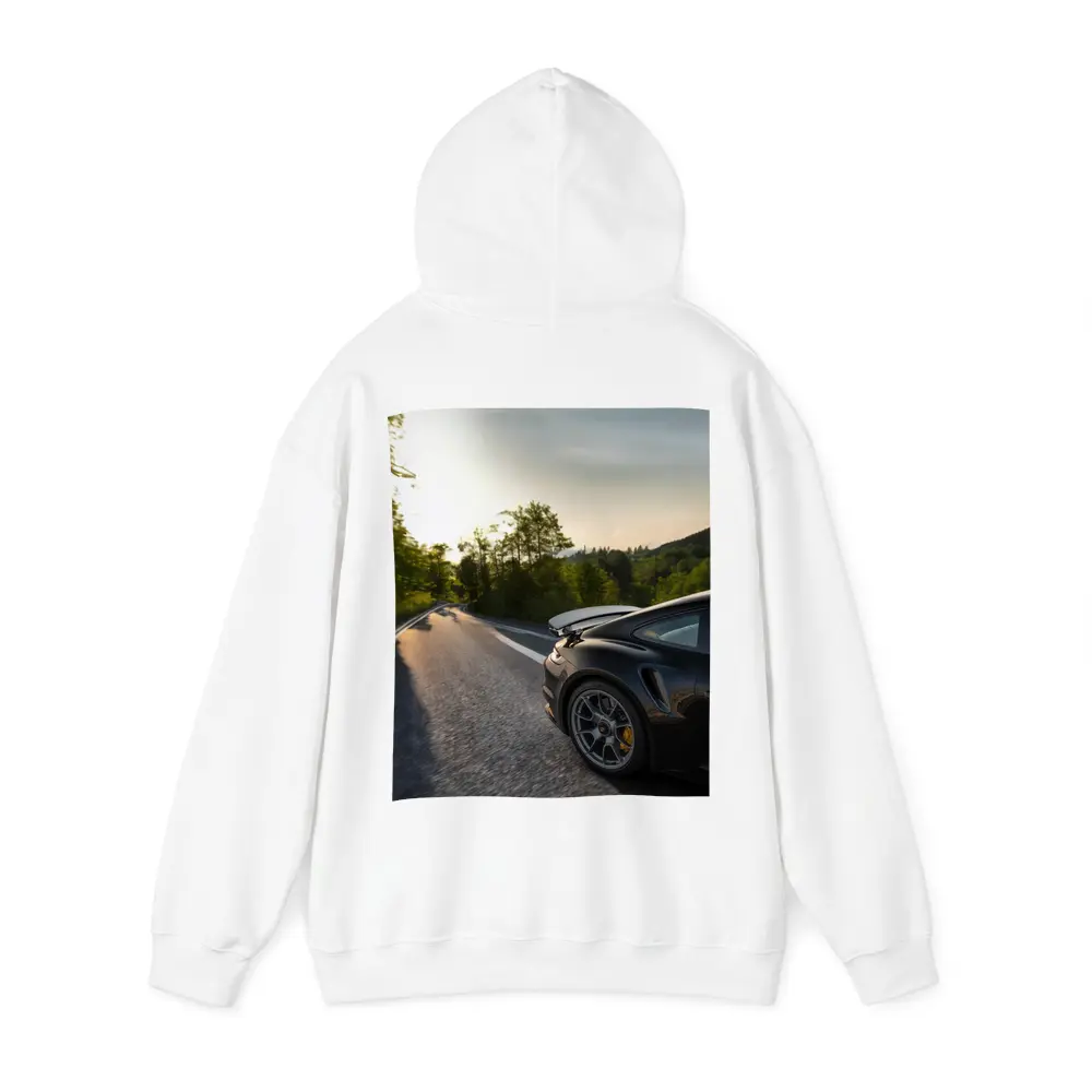 Porsche 911 Black Driving Winding Forest Road – Hoodies