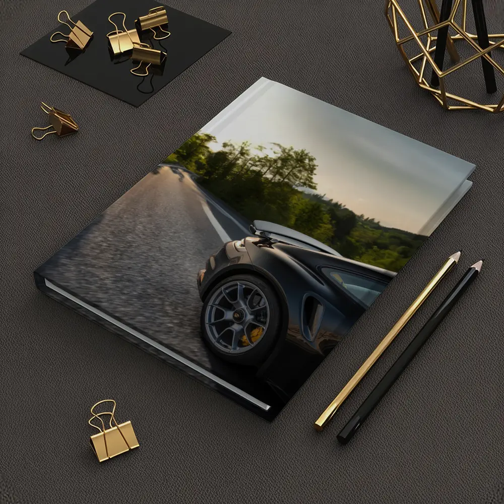 Porsche 911 Black Driving Winding Forest Road – Notebooks