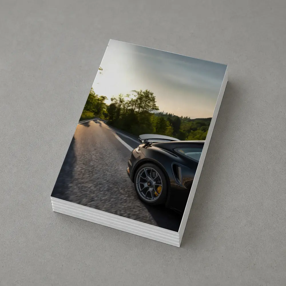 Porsche 911 Black Driving Winding Forest Road – Postcards