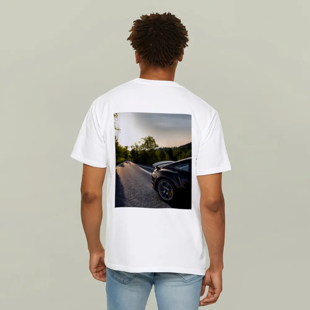 Porsche 911 Black Driving Winding Forest Road – T-Shirts