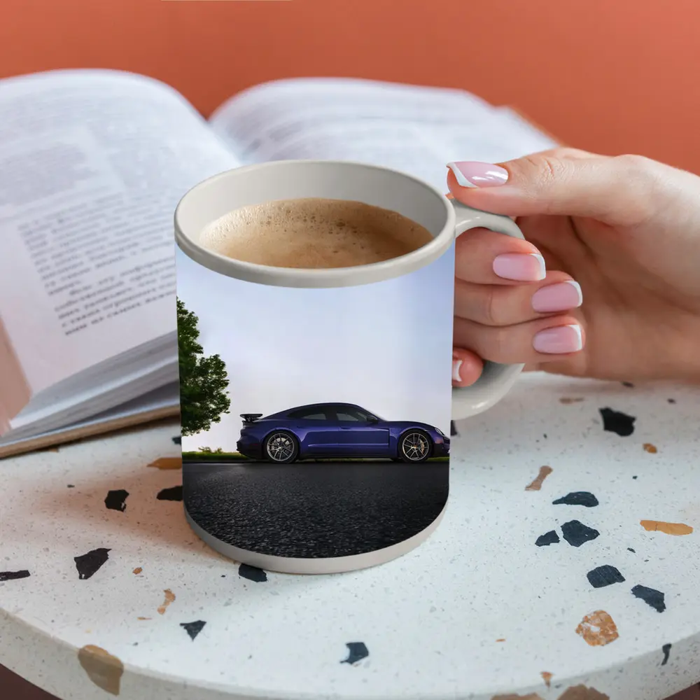 Porsche Taycan Blue Side Profile Road – Mugs