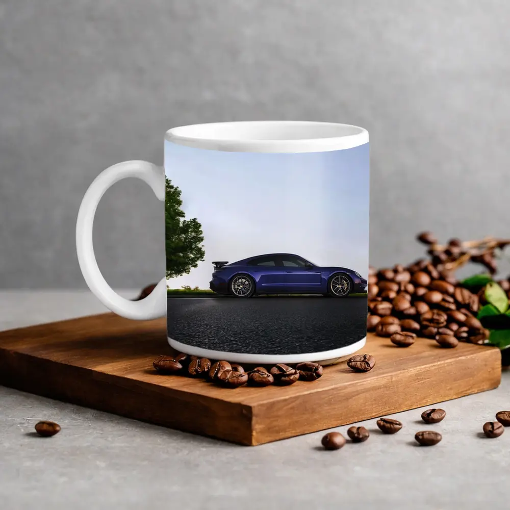 Porsche Taycan Blue Side Profile Road – Mugs