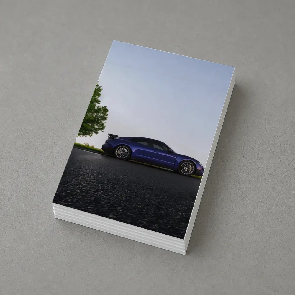 Porsche Taycan Blue Side Profile Road – Postcards
