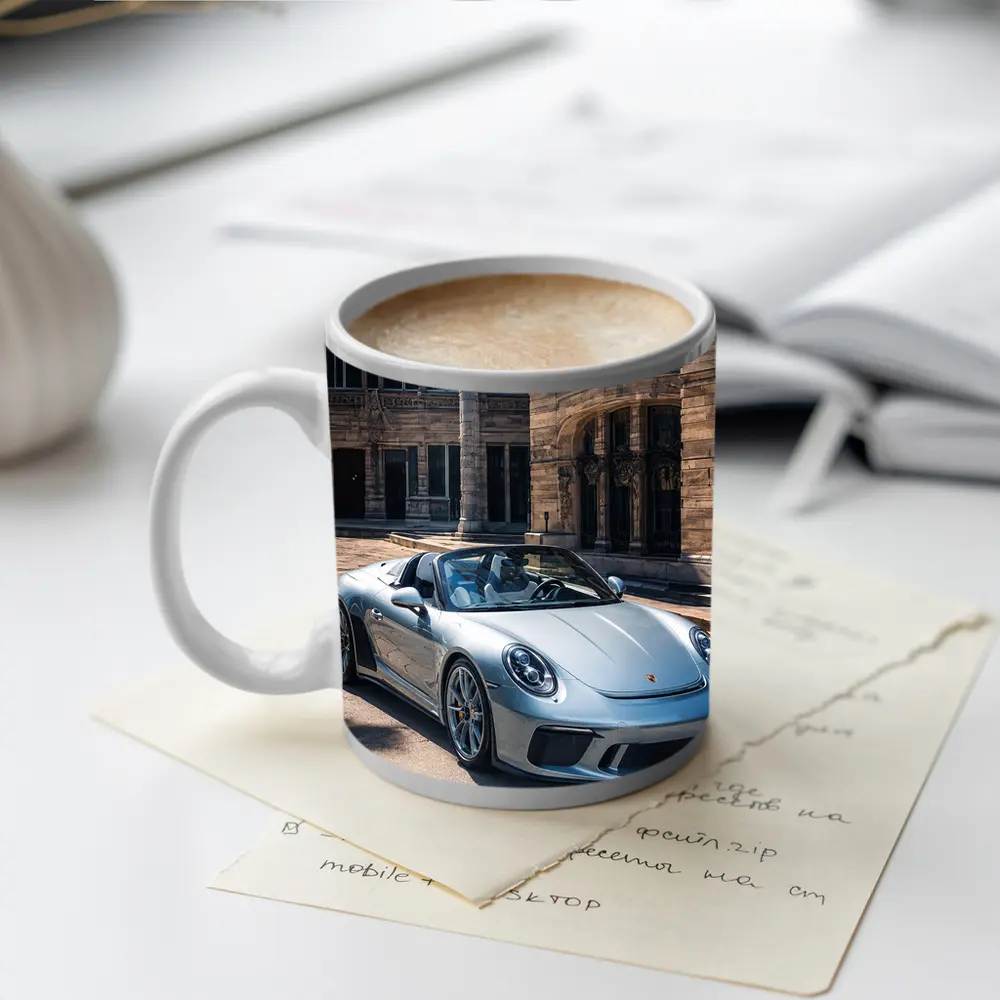 Porsche 911 Speedster Front Historic Building – Mugs