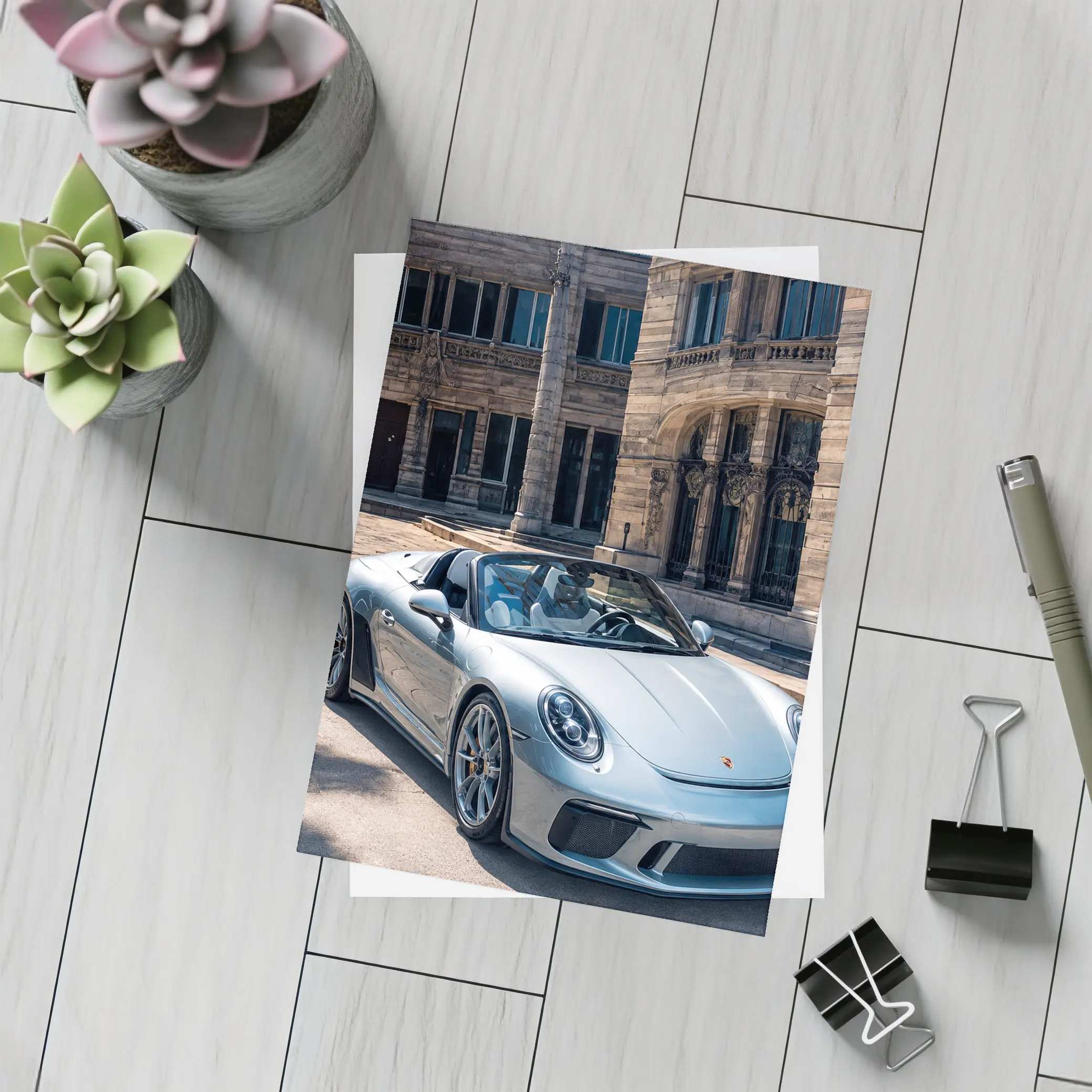 Porsche 911 Speedster Front Historic Building – Postcards