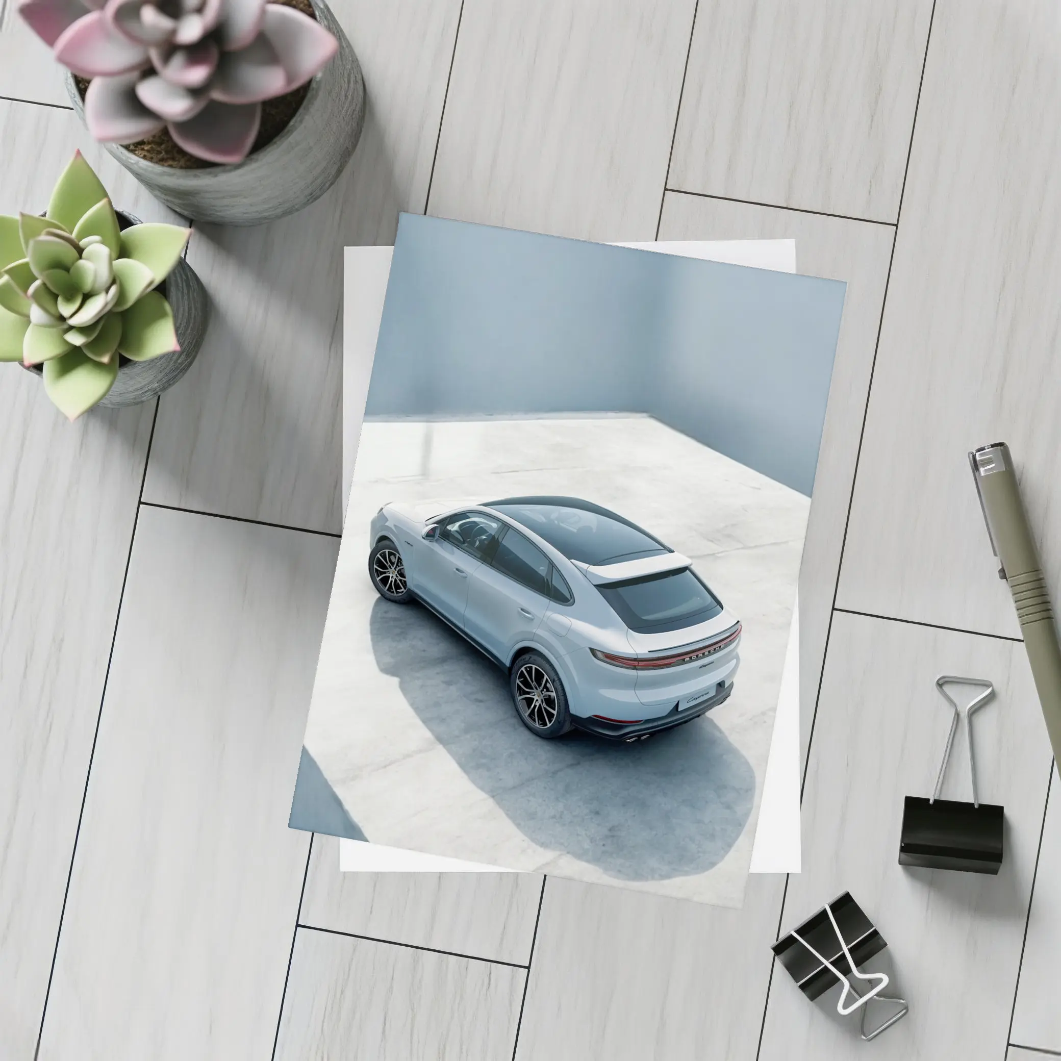 Porsche Cayenne Coupe Light Blue Studio – Postcards