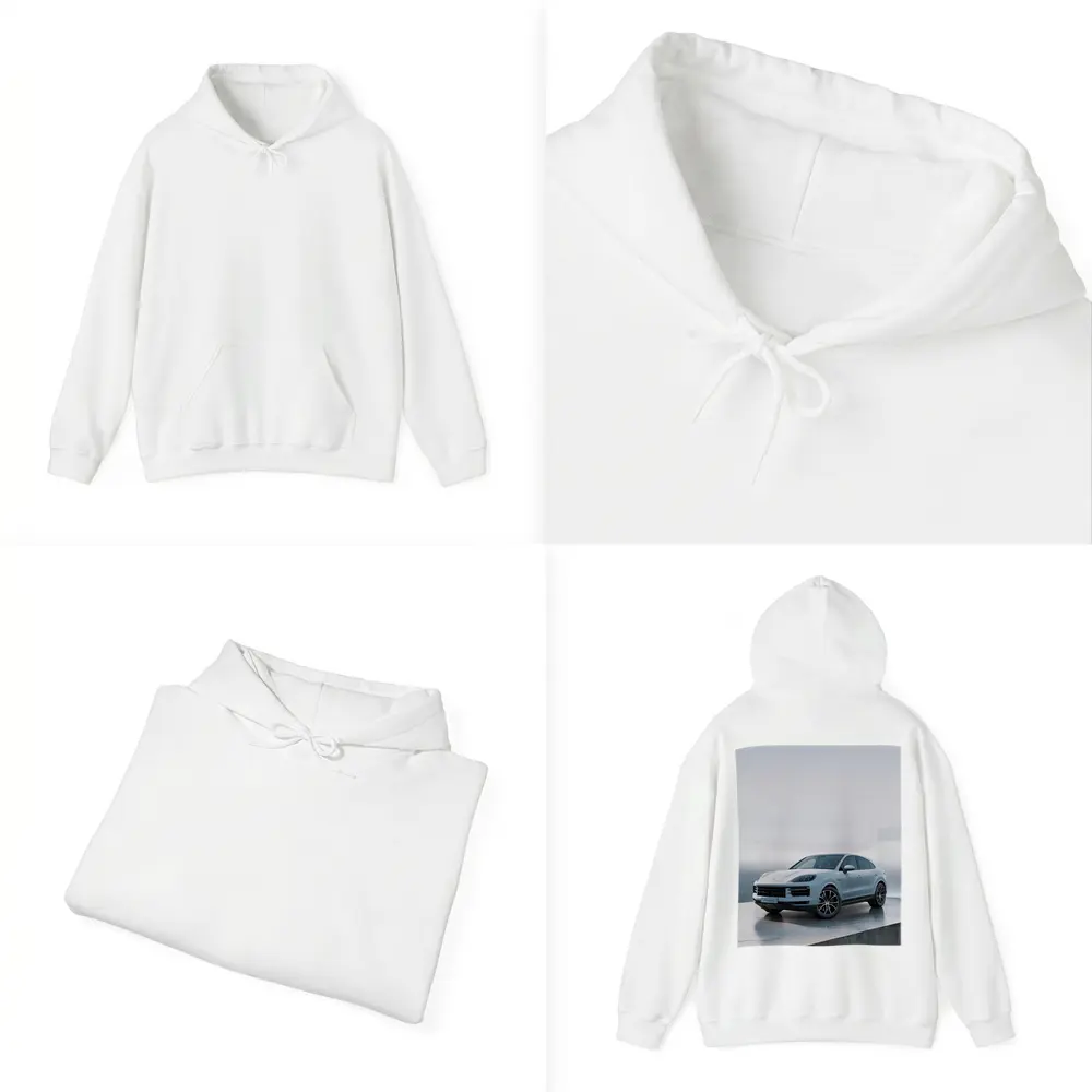 Porsche Cayenne White Studio Minimal Background – Hoodies