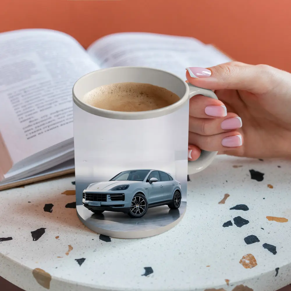 Porsche Cayenne White Studio Minimal Background – Mugs
