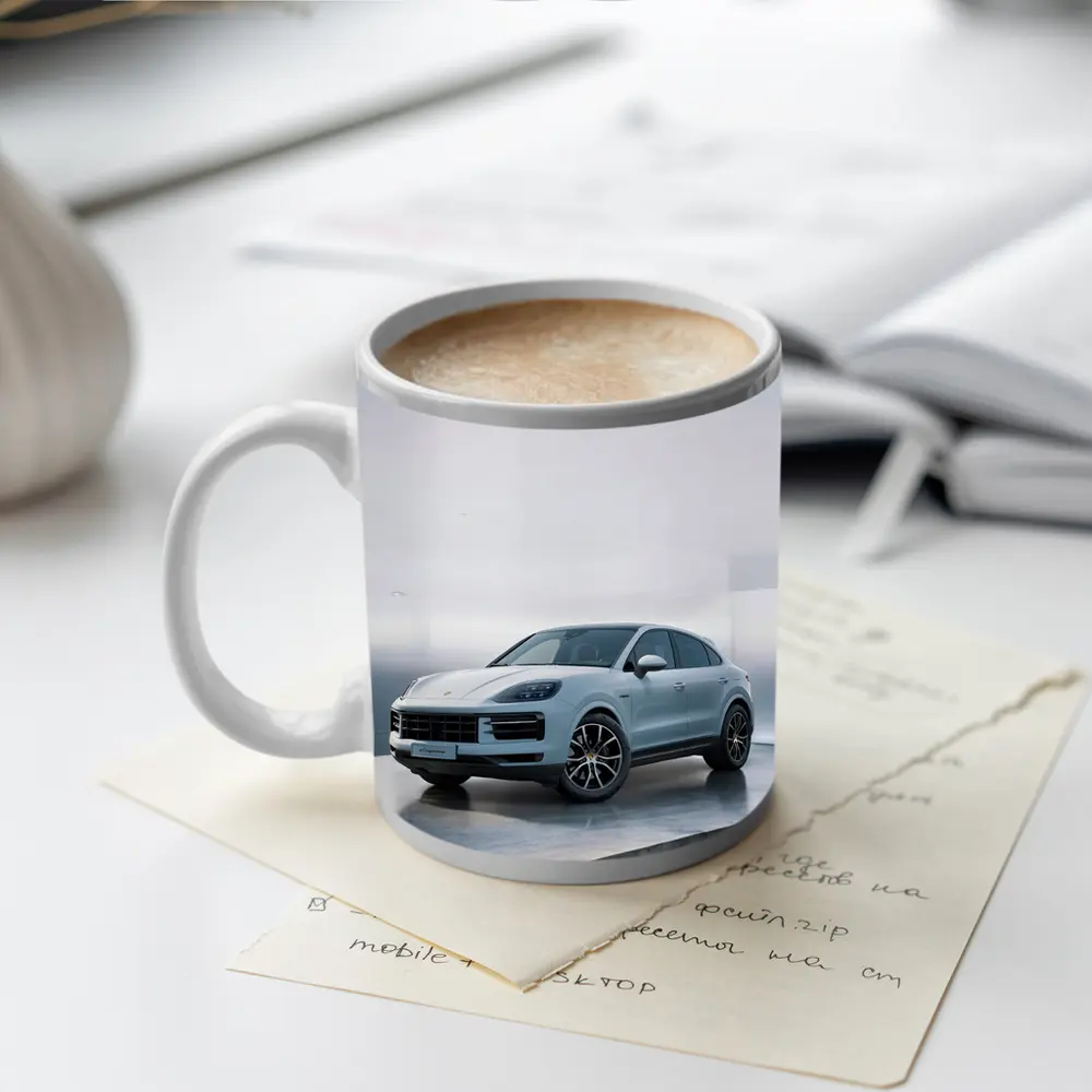 Porsche Cayenne White Studio Minimal Background – Mugs