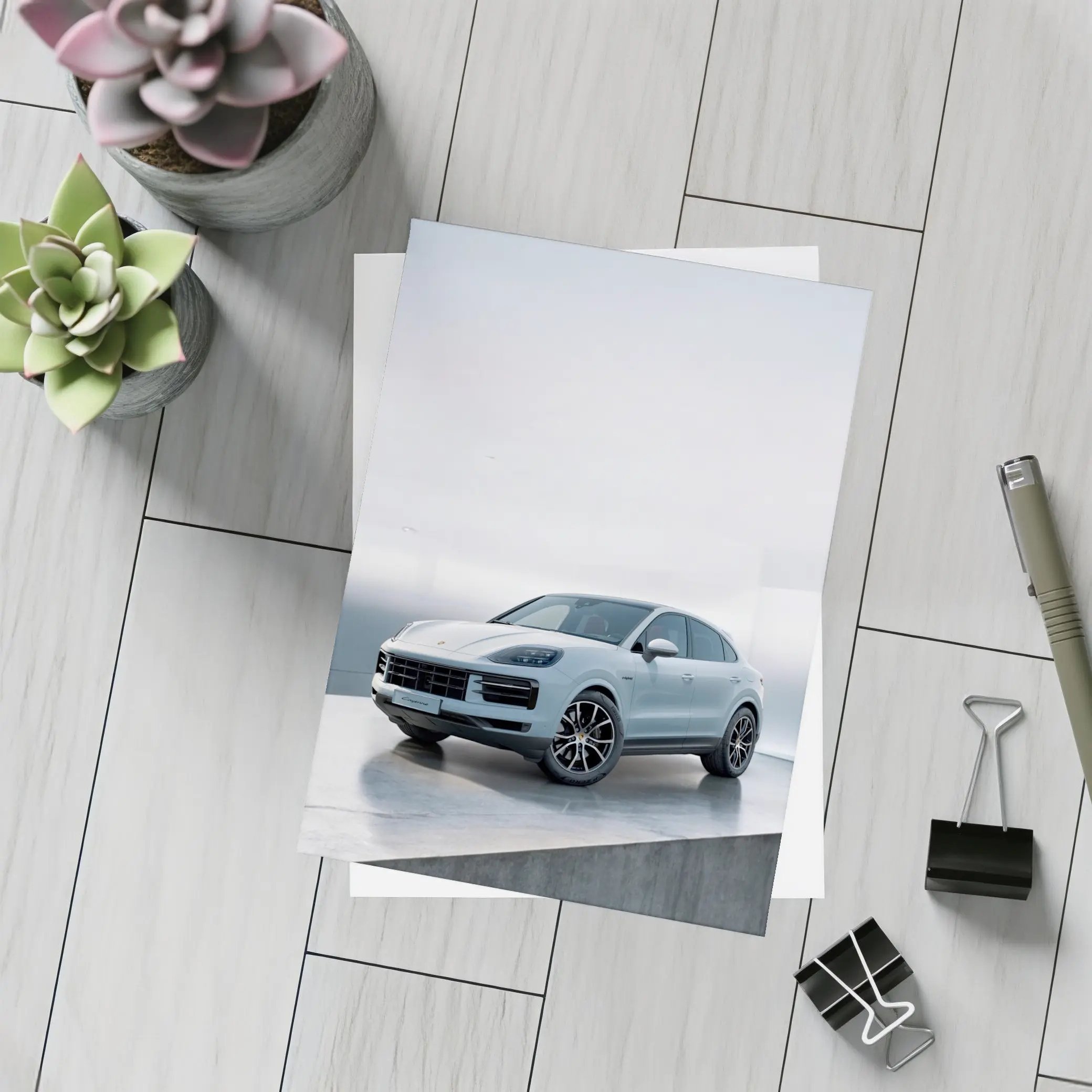Porsche Cayenne White Studio Minimal Background – Postcards