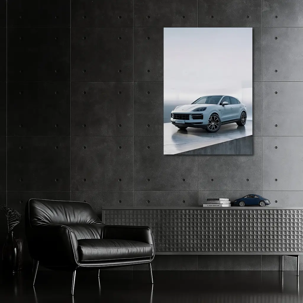 Porsche Cayenne White Studio Minimal Background – Wall Art